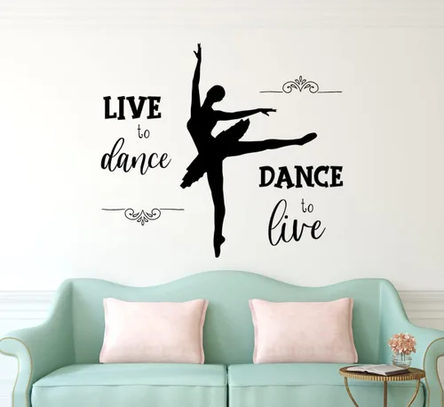 Vista 4 de Calcomanías de pared para niñas bailarinas, gimnasios, calcomanías de pared extraíbles para decoración de pared de bailarina, arte para dormitorio
