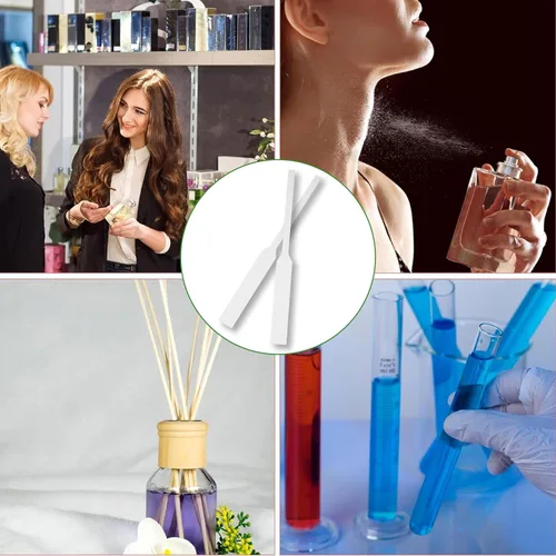 Vista 5 de 500 tiras probadoras de perfume, tiras de prueba de fragancias desechables, hechas de papel absorbente grueso, ideal como tiras de prueba
