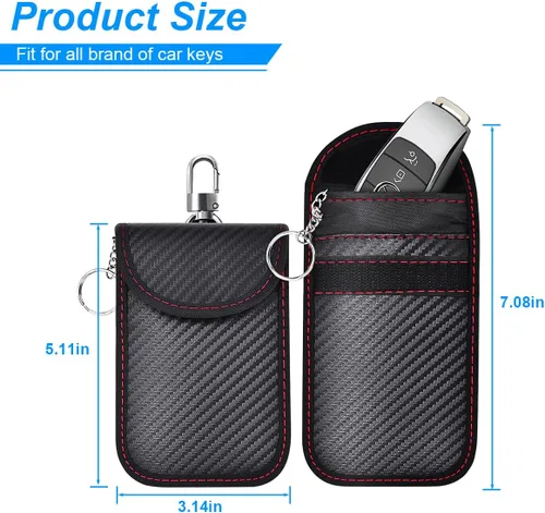 Vista 2 de Bolsa Faraday 2Pack de Fibra de Carbono - Protector de Llave con Bloqueo de Señal RFID y Almacenamiento de Tarjetas, Estuche de Seguridad Antirrobo