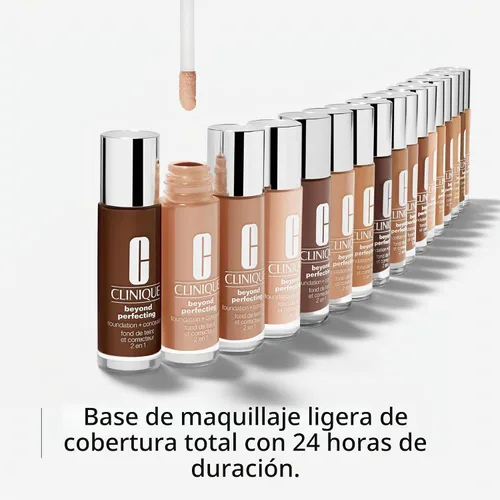Vista 3 de Clinique Beyond Perfecting Lightweight Liquid Foundation + Concealer For Dry Combination to Oily Skin Types Full Coverage + Natural Matte Finish