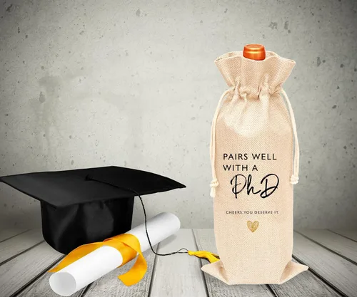 Vista 4 de Toctose Regalo de graduación de doctorado - Bolsa de vino para él, ella, hijo, hija o amigo - GDWB014