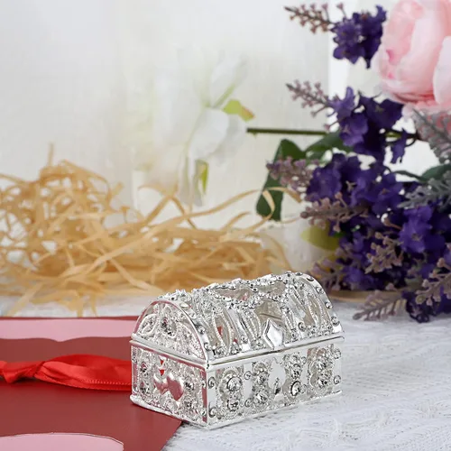 Vista 6 de ELLDOO Caja de tesoro con grabado floral, caja de joyería con grabado floral, caja de recuerdos, anillo y aretes, caja organizadora