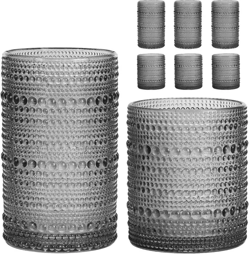 Vista 11 de Moretoes - Juego de 6 vasos de cristal vintage con forma de hobuña, color azul