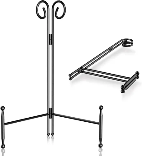 Vista 10 de SVENJBB Soporte de exhibición para platos, soportes decorativos de 6 pulgadas para exhibición, caballete de hierro negro para fotos, libros, marcos