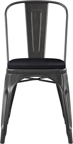 Vista 7 de BizChair Silla apilable comercial para interiores y exteriores con asiento de poliestireno, marco de metal dorado envejecido, asiento de poliresina