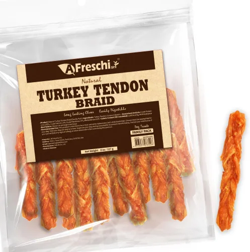 Vista 14 de AFreschi - Premios masticables de tendón de pavo para perros y cachorros, Signature Series, ingrediente de EE. UU., hipoalergénico, fácil