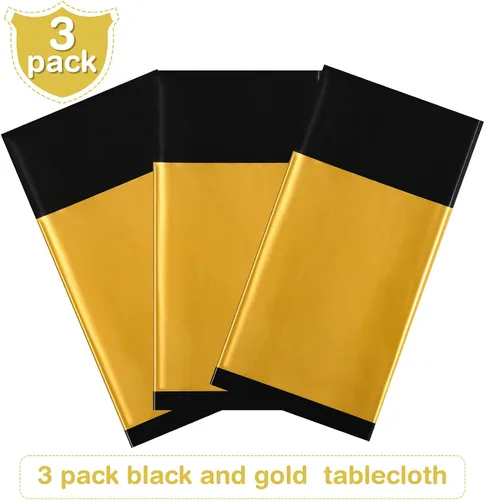 Vista 4 de Tatuo Juego de 3 piezas de mantel de plástico desechable rectangular y mantel para mesa para graduación, baby shower, despedida de soltera, fiesta