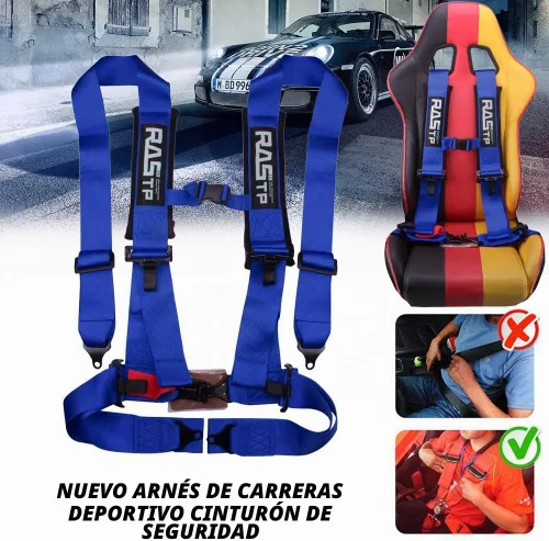 Vista 5 de RASTP Arnés de seguridad de 4 puntos con acolchado de 3 pulgadas (negro)