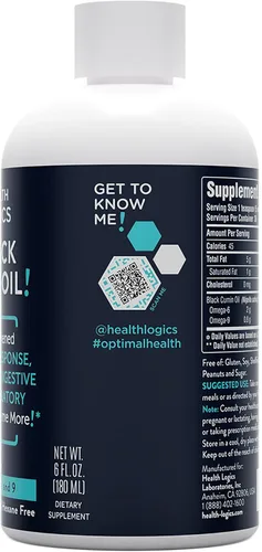 Vista 4 de Health Logics Aceite de semilla negra Rica fuente de Omega 6 y Omega 9 Aceite de semilla de comino negro puro prensado en frío para la salud