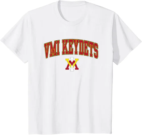 Vista 3 de Camiseta con licencia oficial de VMI Keydets Arch Over, Blanco