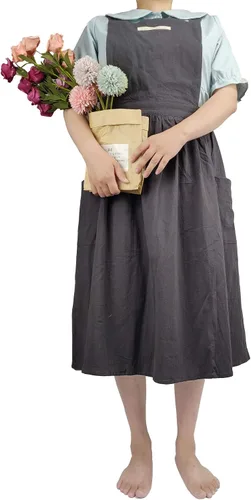 Vista 13 de Delantal vintage para mujer y niñas de jardinería con espalda cruzada y diseño de pinafore