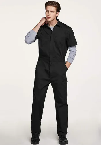 Vista 7 de CQR - Overol para hombre con manga corta, cremallera frontal, múltiples bolsillos, resistente a las manchas y a las arrugas