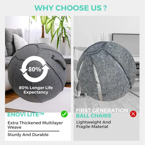 Vista 6 de Silla de bola Lite, pelota de yoga con funda para escritorio de oficina en casa, pelota de estabilidad y asiento de bola de equilibrio para aliviar