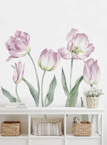 Vista 7 de Garden Tulips - Vinilo adhesivo para pared, despegar y pegar (rubor)