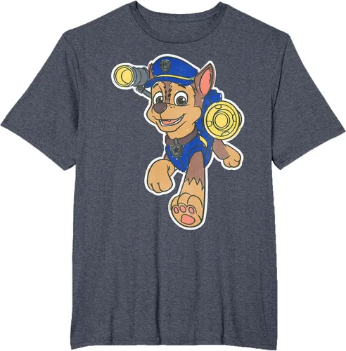 Vista 105 de Paw Patrol Chase Character Patch - Camiseta negra de manga corta con cuello redondo y ajuste clásico, talla S Negro
