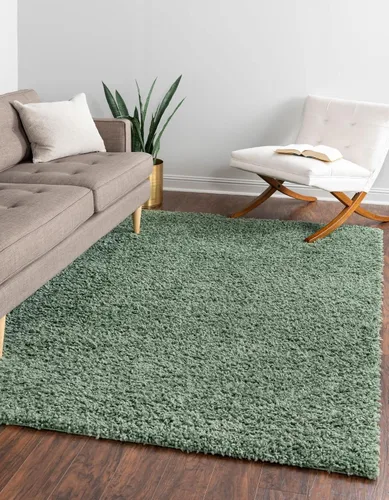 Vista 418 de Unique Loom Colección Davos Shag - Alfombra Lino