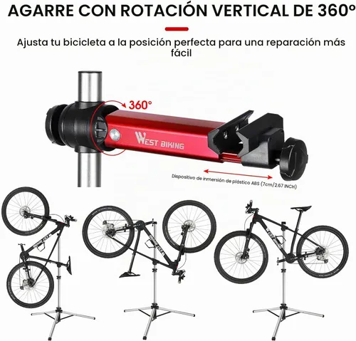 Vista 5 de West Biking Soporte de reparación de bicicletas (máximo 85 libras) – Soporte de trabajo plegable ajustable para bicicleta con liberación rápida