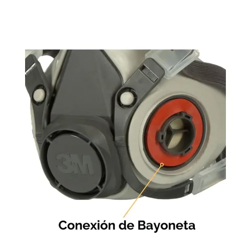 Vista 5 de 3M Respirador reutilizable de media cara 6200, NIOSH, arnés de cuatro puntos, ajuste cómodo, compatible con aire suministrado de doble línea