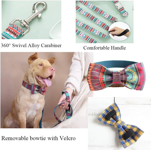 Vista 4 de Collar de perro personalizado con placa de nombre, ajustable resistente nailon personalizable collar de identificación grabado con hebilla de metal