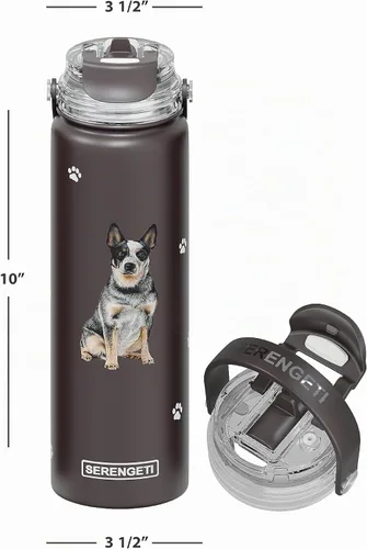 Vista 3 de SERENGETI Botella de Agua de 24 Oz de Acero Inoxidable con Tapa a Prueba de Derrames - Termo de agua de doble pared con aislamiento al vacío PERRO
