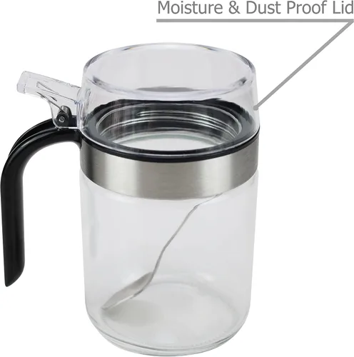 Vista 6 de EIKS - Maceta de vidrio para condimentos con cuchara Para almacenar servir condimentos de sal y especias de azúcar en el restaurante de cocina