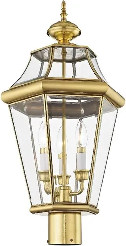 Vista 7 de Livex Lighting 2364-91 - Farol de poste para exteriores, 3 luces, níquel cepillado