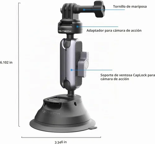 Vista 7 de PGYTECH CapLock Soporte de coche con ventosa de liberación rápida