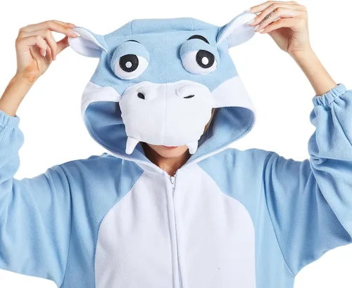 Vista 3 de SimZoo Adult Animal Onesie Pajamas, Men and Women's Animal Cosplay Costume Sleepwear, One-Piece Unisex Homewear