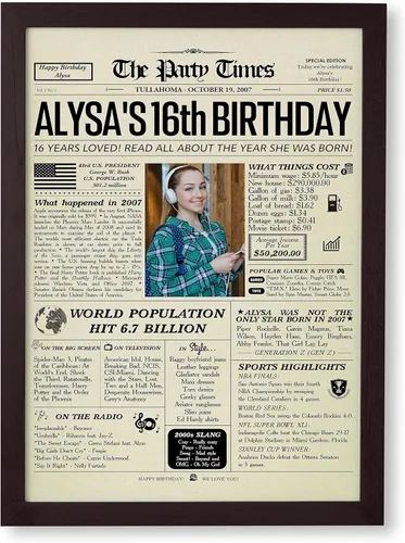 Vista 8 de Decoraciones de fiesta de cumpleaños de 16 años, póster de feliz cumpleaños 16, regalo de 16 años para él, ella, niño, niña, decoración divertida