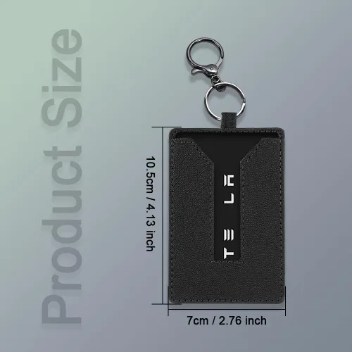 Vista 2 de Tarjetero de piel auténtica con llavero Funda protectora dura para tarjeta de llave, con llavero de metal seguro, compatible con la mayoría