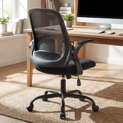 Vista 8 de NEO CHAIR Silla de oficina para computadora, silla de escritorio ergonómica para juegos, cómoda malla con brazos abatibles, soporte lumbar, ruedas