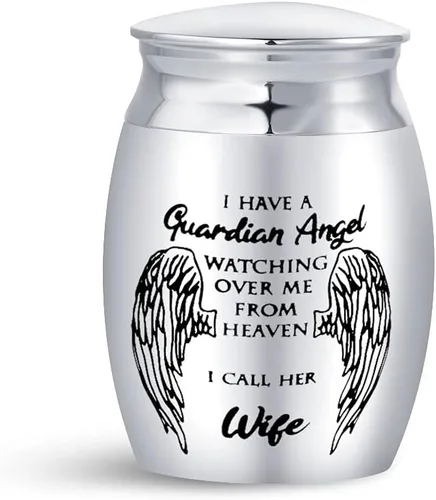Vista 12 de My Guardian Angel Auntie - Mini urnas de cremación para cenizas para tía, recuerdo conmemorativo, regalo funerario de acero inoxidable, soporte