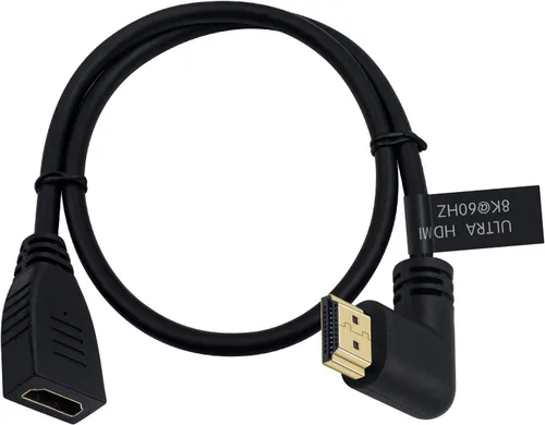 Vista 8 de Poyiccot Cable de extensión HDMI 8K de 2 pies, 48 Gbps 90 grados de ángulo descendente macho a hembra HDMI 2.1 Cable compatible con alta velocidad