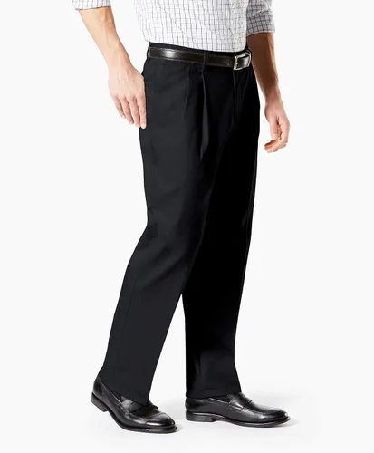 Vista 2 de Dockers Signature - Pantalón elástico de algodón para hombre de ajuste clásico y plisado, caqui
