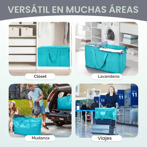 Vista 9 de TICONN Paquete de 2 bolsas de mudanza extra grandes resistentes con cremalleras y asas de transporte, bolsas de almacenamiento duraderas