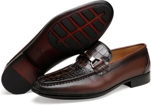 Vista 8 de Full Grain Leather Crocodile Pattern Slip-on Loafers for Men