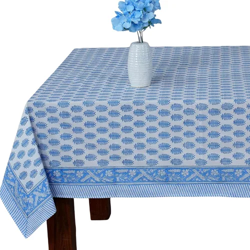 Vista 14 de Ridhi Mantel rectangular con estampado de bloque de mano verde espárragos Espárragos Verde Gadd