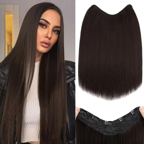Vista 22 de S-noilite Extensiones de cabello de una pieza con clip, color rubio balayage de 18 pulgadas, en forma de U, extensiones de cabello de trama de una