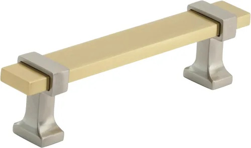 Vista 21 de Amerock Mango de gabinete Cromo negro/Oro cepillado 3-3/4 pulgadas (96 mm) de centro a centro Overton paquete de 1 unidad Jaladera
