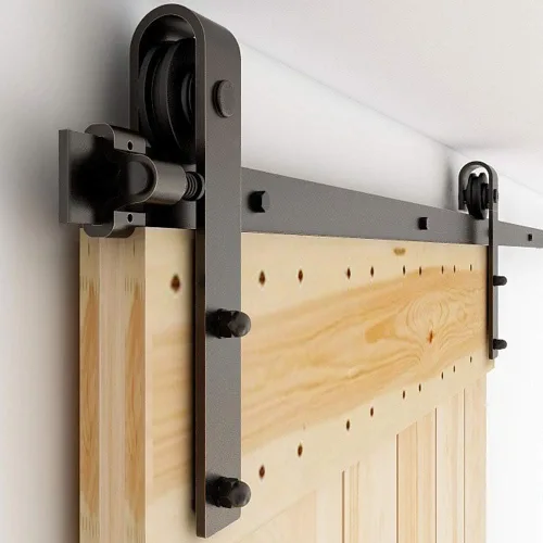 Vista 19 de CCJH Kit de herrajes para puerta corrediza de granero de 4 pies, resistente, suave y silencioso, fácil de instalar, se adapta a paneles de puerta