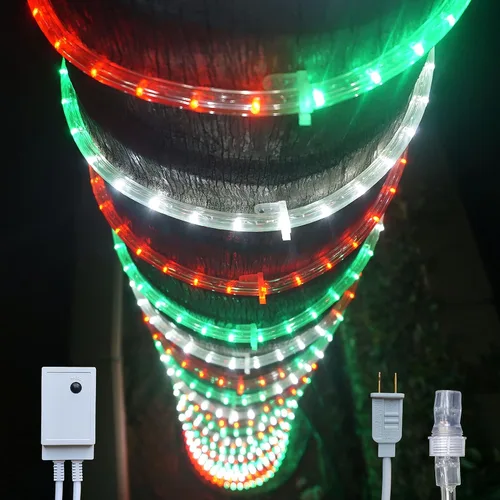 Vista 18 de Russell Decor Cuerda de luces LED con controlador regulable de 4 niveles para Navidad, 4 de julio, Día de los Caídos, decoración de vacaciones