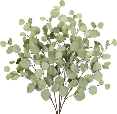 Vista 12 de DILATATA Rama de Eucalipto Artificial Negro de 32 pulgadas, Hojas de Eucalipto de Otoño, Ramas de Hojas de Otoño, Tallos Artificiales de Otoño