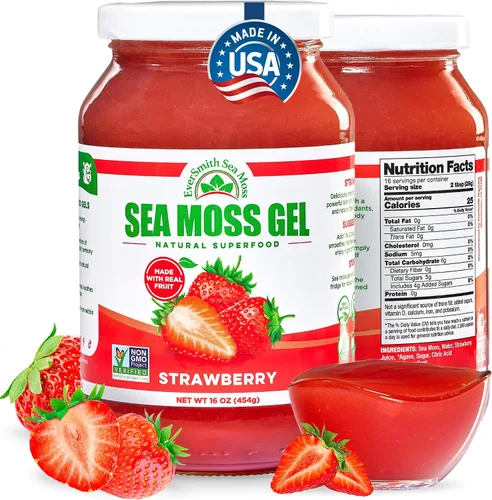 Vista 11 de Gel orgánico de musgo de mar (8 sabores) – 16 onzas – fruta real – musgo de mar silvestre