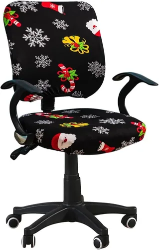 Vista 9 de Fundas para silla de oficina a cuadros blancos y negros, fundas elásticas para silla de oficina, protector de elastano lavable, funda de tela