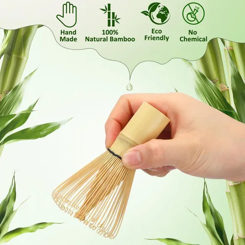 Vista 5 de LemonRoad Batidor de bambú de 80 puntas para matcha en polvo, tradicional japonés, hecho a mano, agitador de bambú orgánico, cepillo mezclador