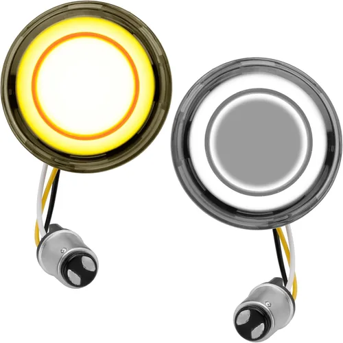 Vista 10 de Luz de señal de giro LED 1156 para motocicleta delantera y trasera de 2 pulgadas tipo bala con lente ahumada, compatible con Harley Softail Touring