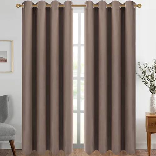 Vista 68 de Diraysid Cortinas opacas beige con ojales para dormitorio, con aislamiento térmico, cortinas de oscurecimiento de habitación, 38 x 54 pulgadas, 2