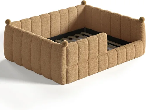 Vista 9 de Bellemave Cama Montessori tapizada tamaño Queen con valla, natural