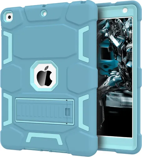 Vista 10 de CCMAO Funda para iPad de 6ª/5ª generación (9.7 pulgadas, 2018/2017), iPad Air de 2ª generación (2014) con soporte, funda protectora híbrida a prueba