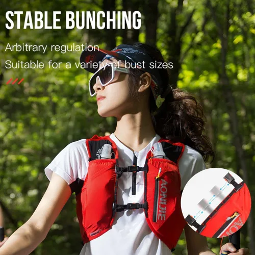 Vista 4 de AONIJIE Chaleco de mochila de hidratación para correr, 12L, de alta capacidad, ligero, para senderismo, camping, escalada
